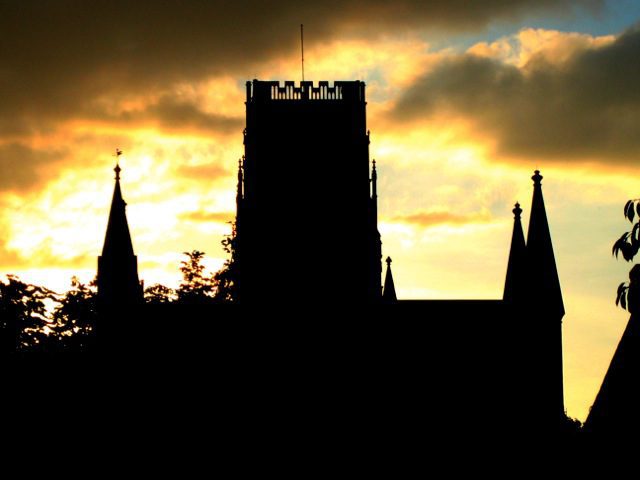 picture of Sunset over Durham Cathedral from New Elvet, September 2005