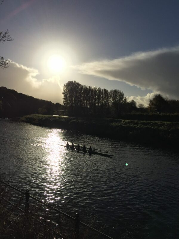 picture of rowing on the river wear silhouetted in the morning sunshine