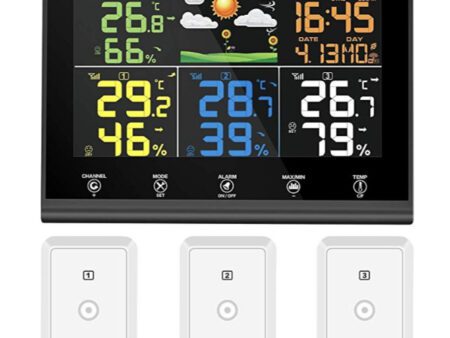 Sainlogic Wireless Weather Station with 3 Outdoor Sensors, Weather Forecast, Colour Display