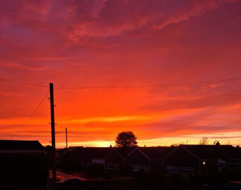 Incredible Red Sunset in Durham April 26th 2020