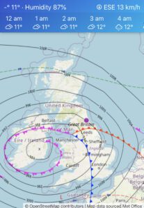Synoptic chart showing low pressure on 25th August 2020
