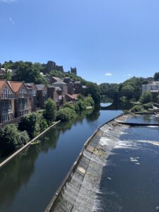The weir on The Wear and Durham Cathedral from Millburngate Bridge