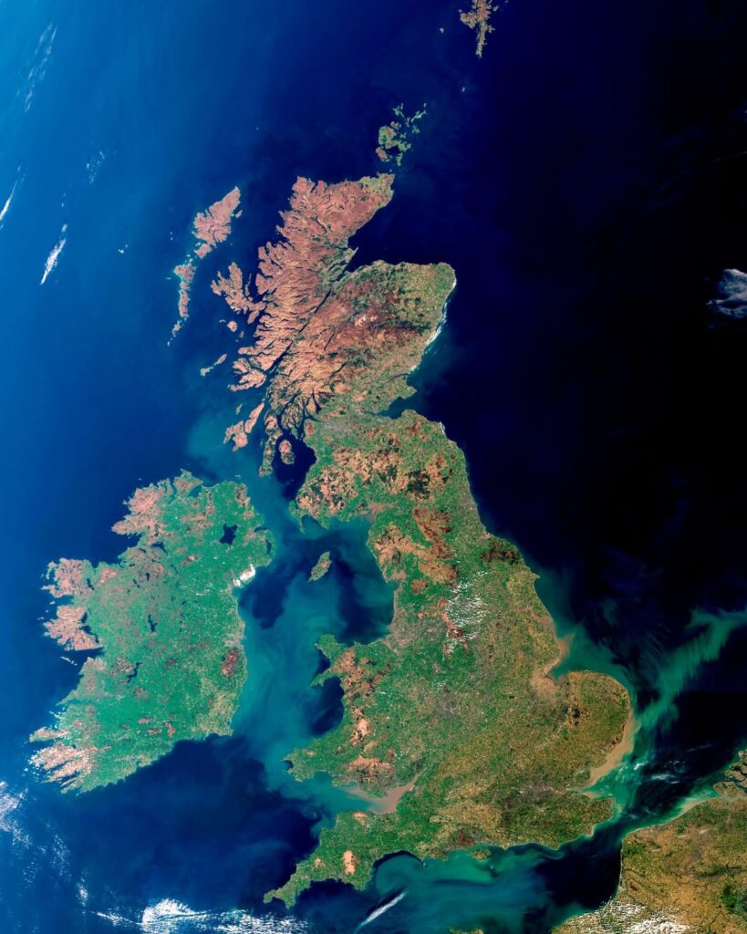 Satellite pic of the UK, 2nd April 2025