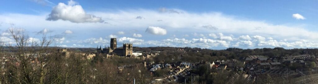 Panoramic View of Durham from Wharton Park showing the Cathedral and railway viaduct