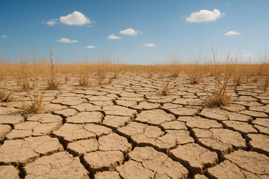 Dry cracked ground in drought conditions