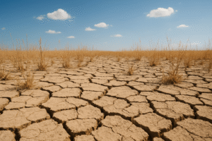 Dry cracked ground in drought conditions