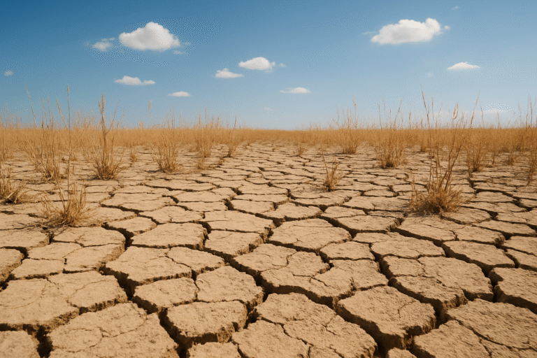 Dry cracked ground in drought conditions